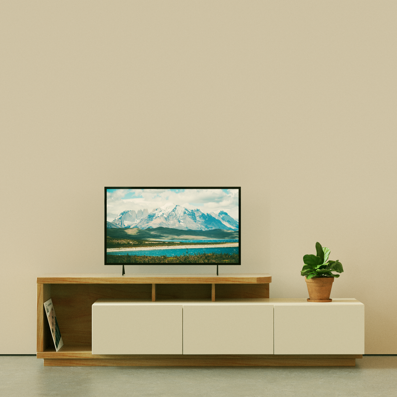 Nuez insalubre Cesta Rack tv combinado 200cm madera Paraiso y MDF laqueado blanco tv 50 pulgadas  – carpinteria-dm